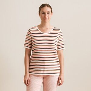 Striped Knitted Women's Top - Pink and Brown. Medium